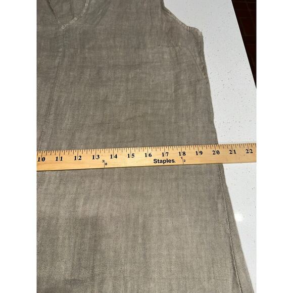 Laura Gotti LinenMaxi Dress Sleeveless Front Split Tan Large Made in ITALY - Picture 7 of 12